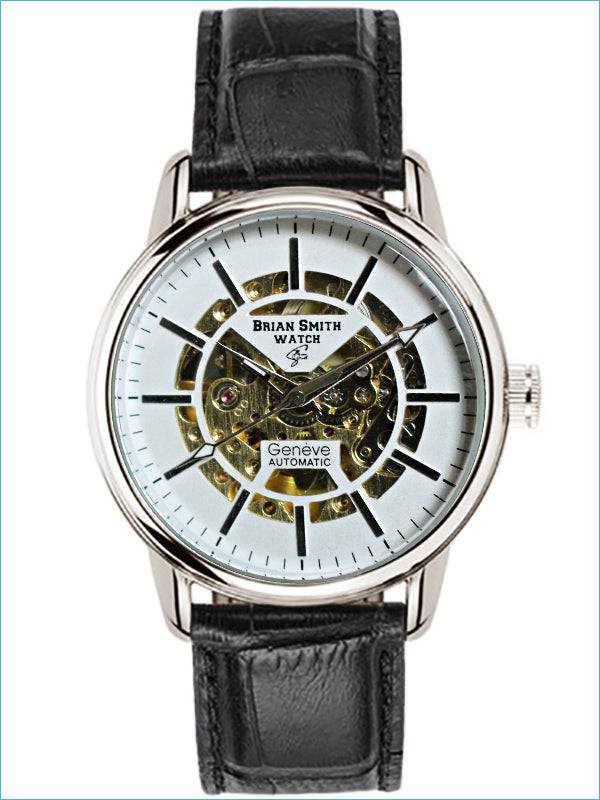 BRIAN SMITH - AUTOMATIC GENEVE BLACK/WHITE/SILVER WATCH - 1722 BRIAN SMITH - AUTOMATIC GENEVE BLACK/WHITE/SILVER WATCH - 1722